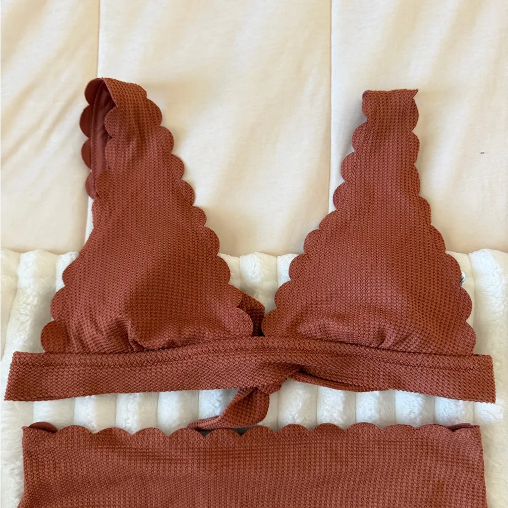 Aerie Scalloped Rust Bikini Set - Image 2