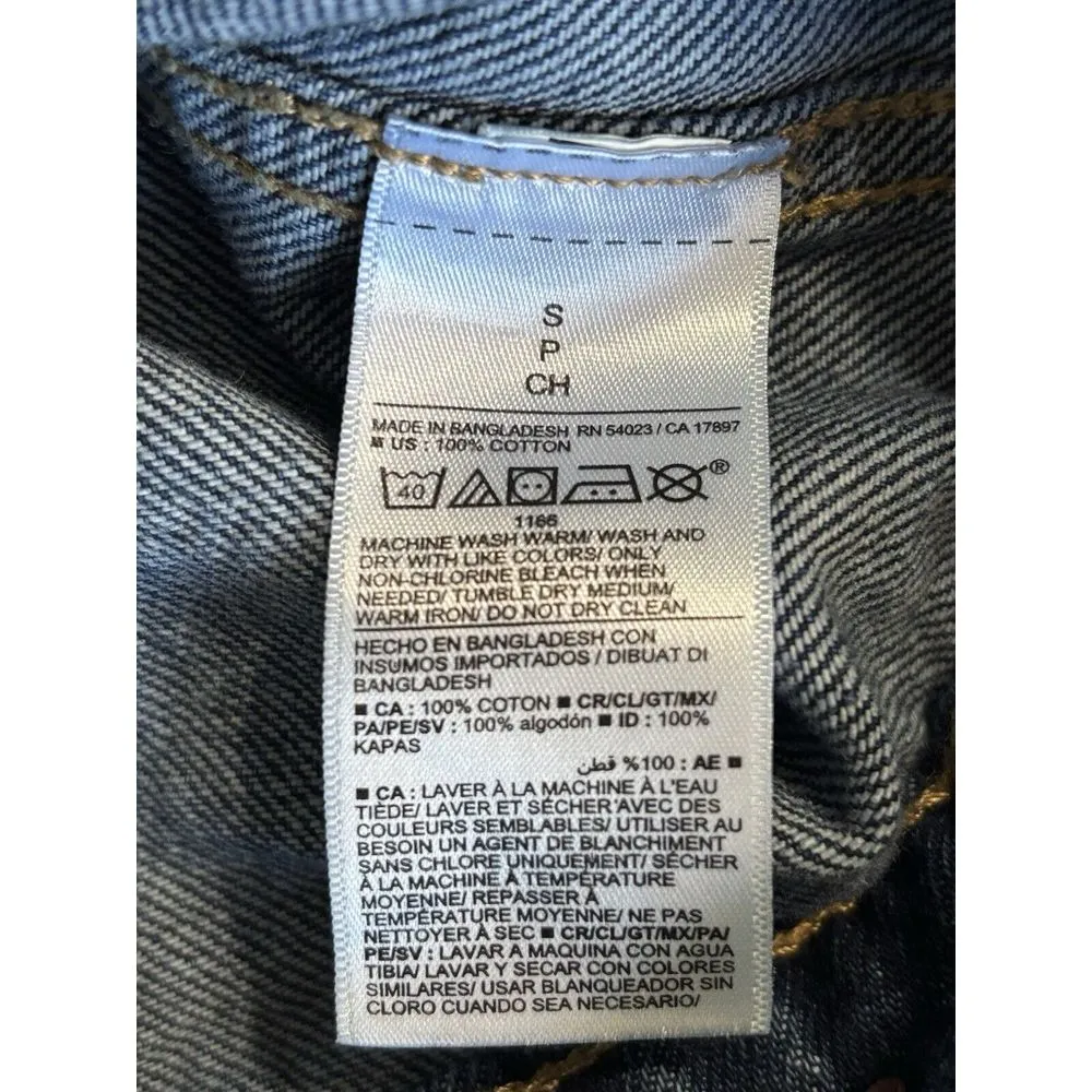 Old Navy Dark Wash Denim Jacket‎ Size Small Pockets Button Up Collar Cotton - Image 7