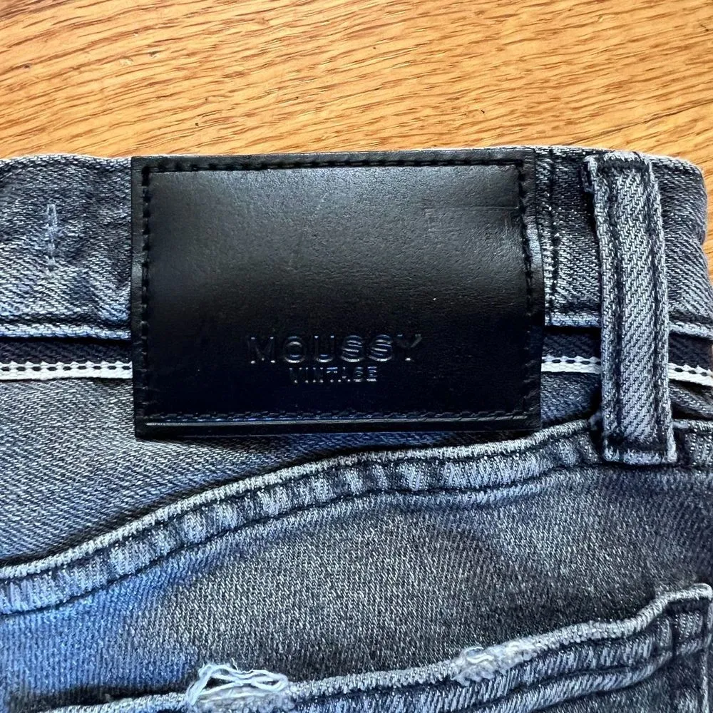 Moussy Vintage Jeans Womens 24 Blue Howa Distressed Japan Taper Stretch‎ Gray - Image 3