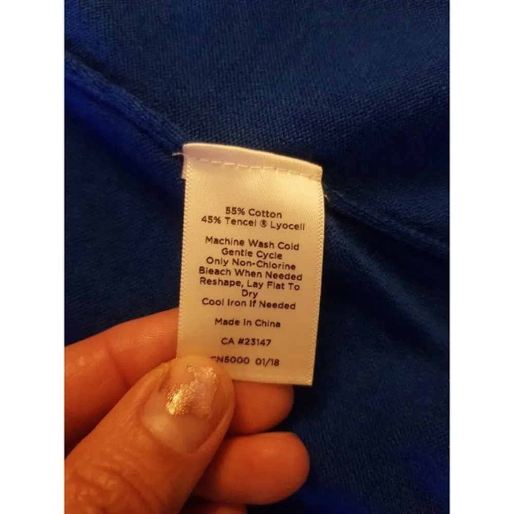 Talbots Womens Open Cardigan Knit Blue Sz Small Spring Easter Flared Slit Sleeve - Image 9