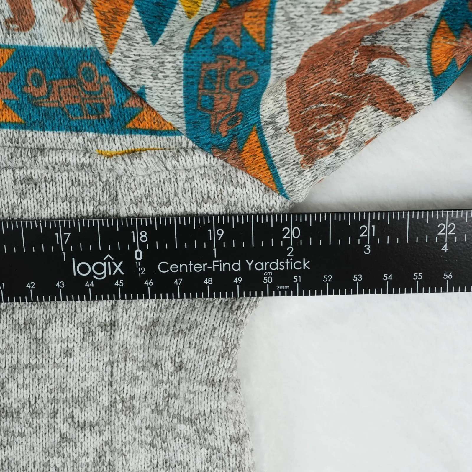 Simply Southern Pullover Womens M Gray Aztec Bear Fleece Snap Neck Cozy Outdoors - Image 9