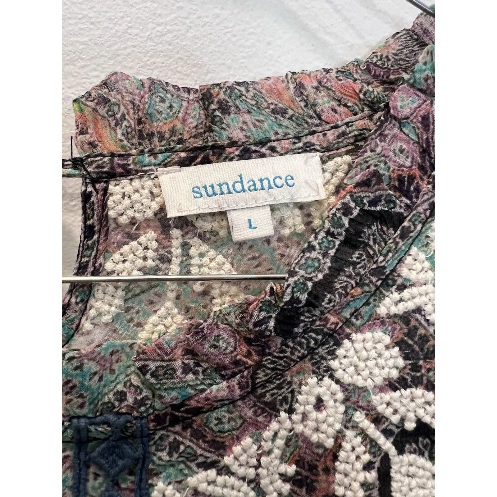 Sundance Top Women Large Green Blouse Victorian Charms Boho Peasant Cottagecore - Image 3