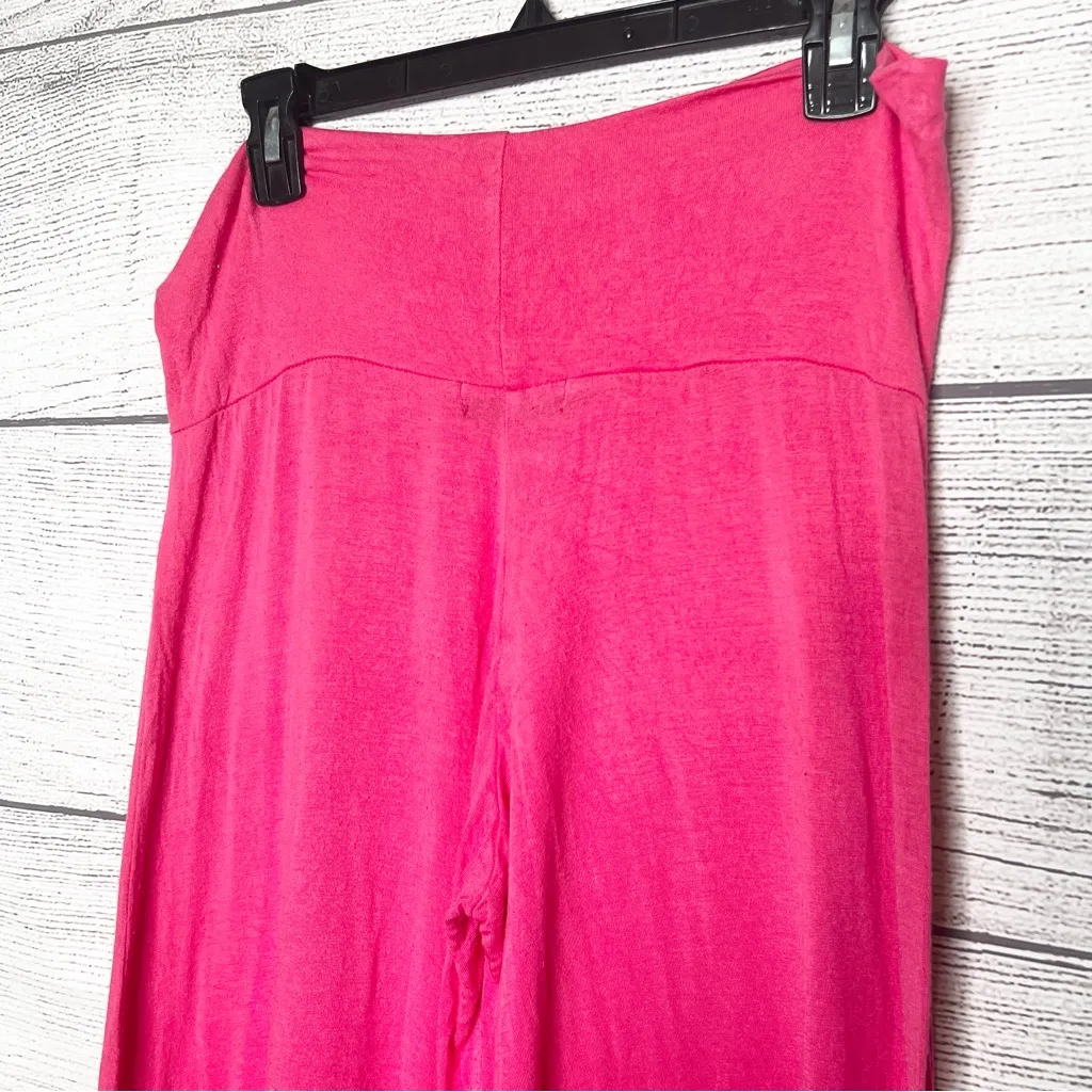 Made By Johnny Pink High Waist Wide Leg Palazzo Culotte Capri Pants Size Medium - Image 7