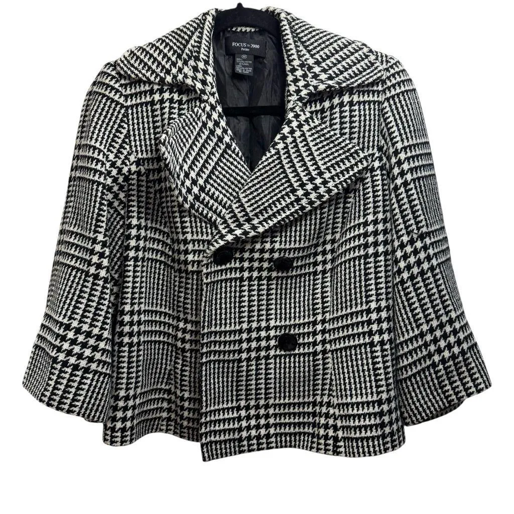 Focus 2000 Petite Black and White Houndstooth Coat Size 10P - Image 5
