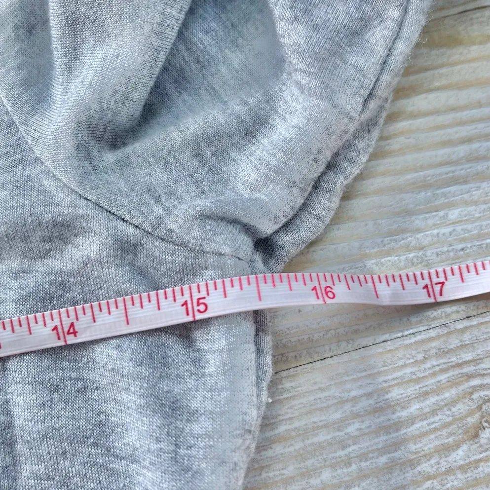 Kensie V-Neck Terry Knit Tunic Top With Waterfall Detail | Heather Grey‎ Small - Image 7