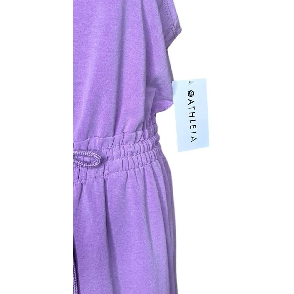 ATHLETA Seasoft Tencel Midi Dress Size M in Purple Orchid Sleeveless Pockets NEW - Image 7