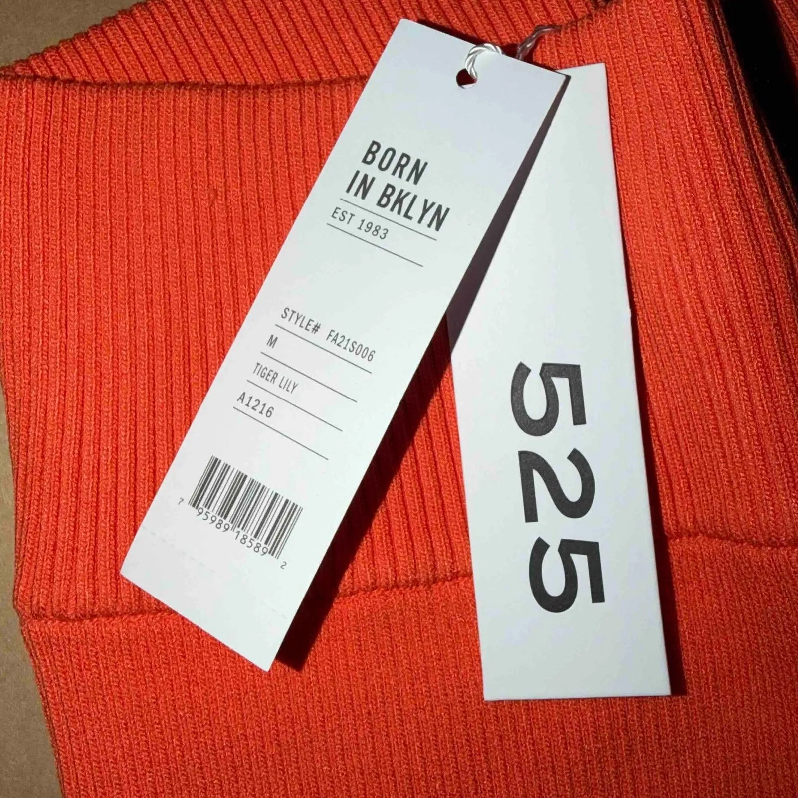 525 America Women's Ribbed High Waist Biker Shorts, Tiger Lily, Size M, NWT - Image 5