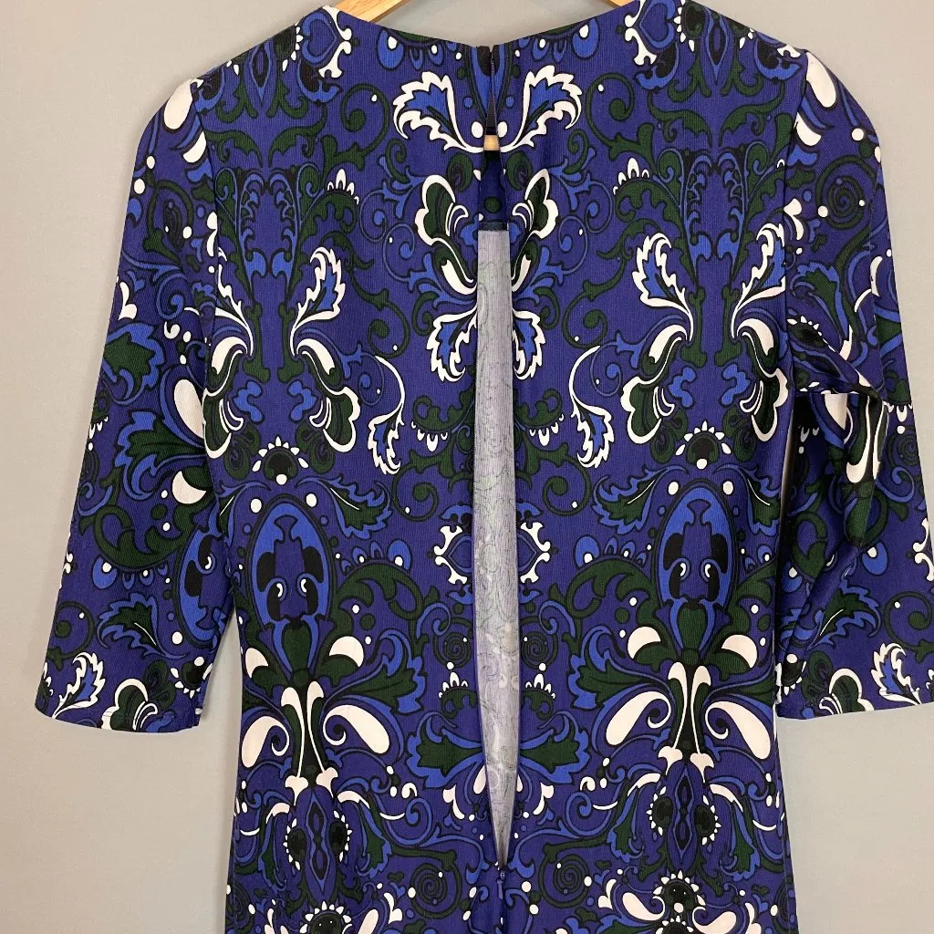 Laundry by Design Sheath Dress Swirl Pattern Blue Green 3/4 Sleeves Size 0 Knit - Image 8