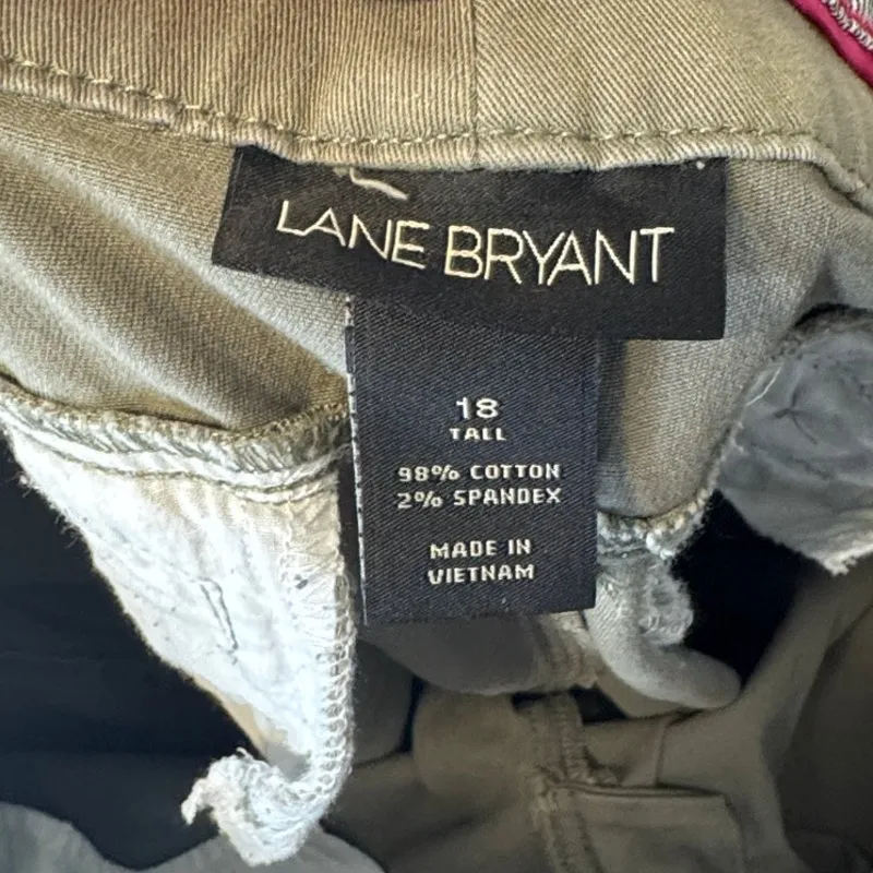 Lane Bryant green khaki lowrise True Y2K pants size 18 Tall preppy casual career - Image 6