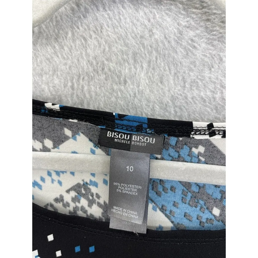 Bisou Bisou Women's Dress A Line Cap Sleeve Black Blue Pockets Unlined Size 10 - Image 9