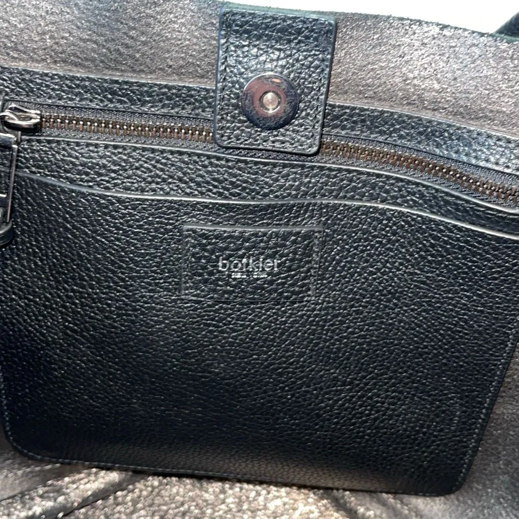 Botkier Womens Heavy Pebbled Leather Zipper Detail Snap Soho Tote Bag Black OS‎ - Image 5
