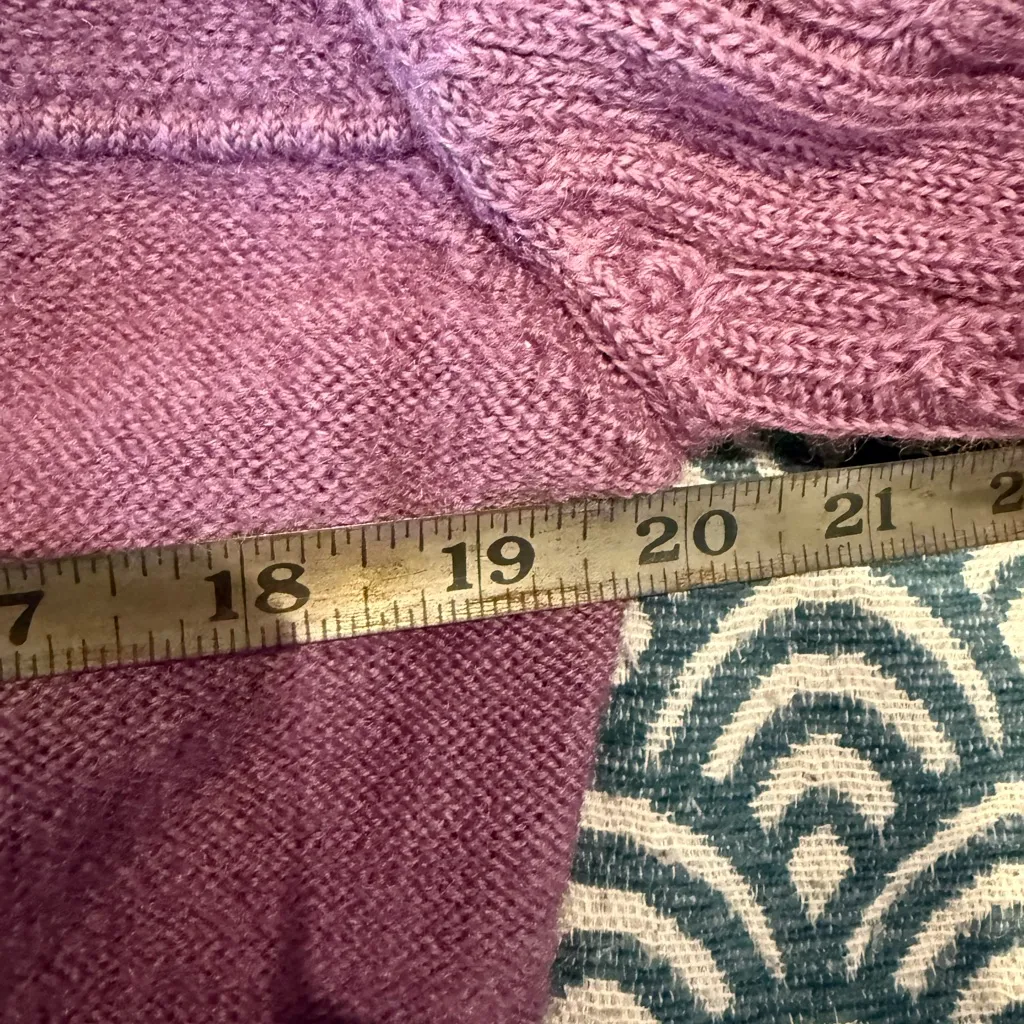 Pendleton 100% Virgin Wool Zip Up Sweater Jacket Purple Cable Knit L Size L - Image 4