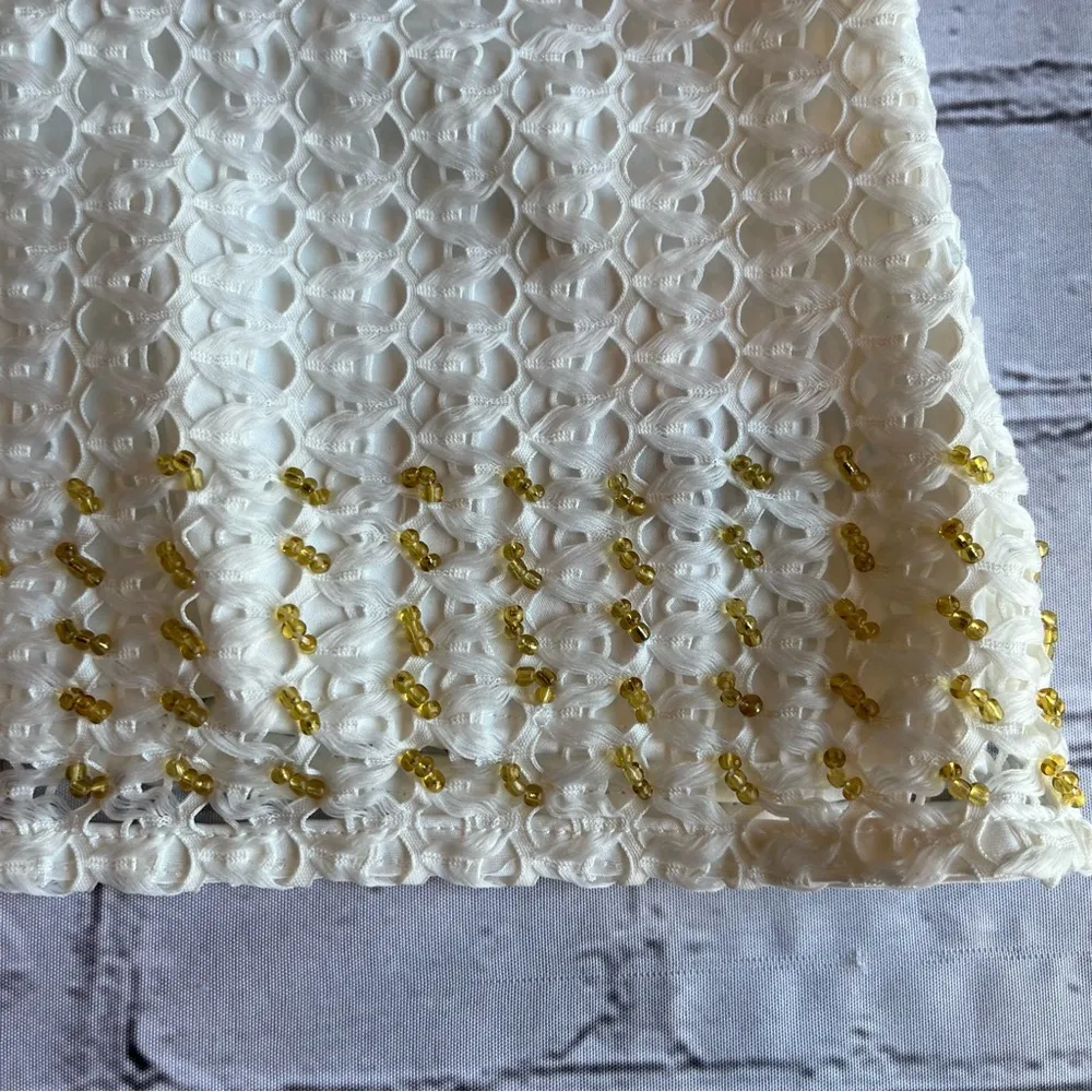 Bebe Crochet Beaded Boho Ivory Tank Crop Top Lined Small - Image 11