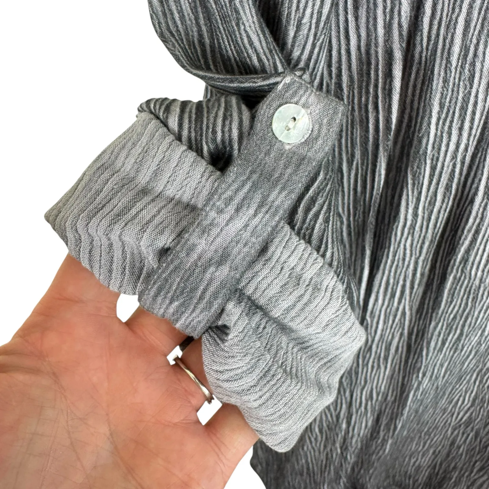 Soft Surroundings Gray Viscose Cowl Neck Gauze Fabric Lightweight Tunic Size M - Image 5