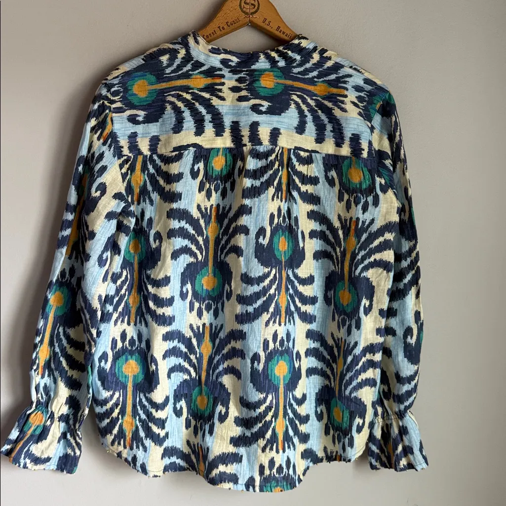 NIMO WITH LOVE Broom Linen Blouse iKat yellow XXS Blue - Image 3