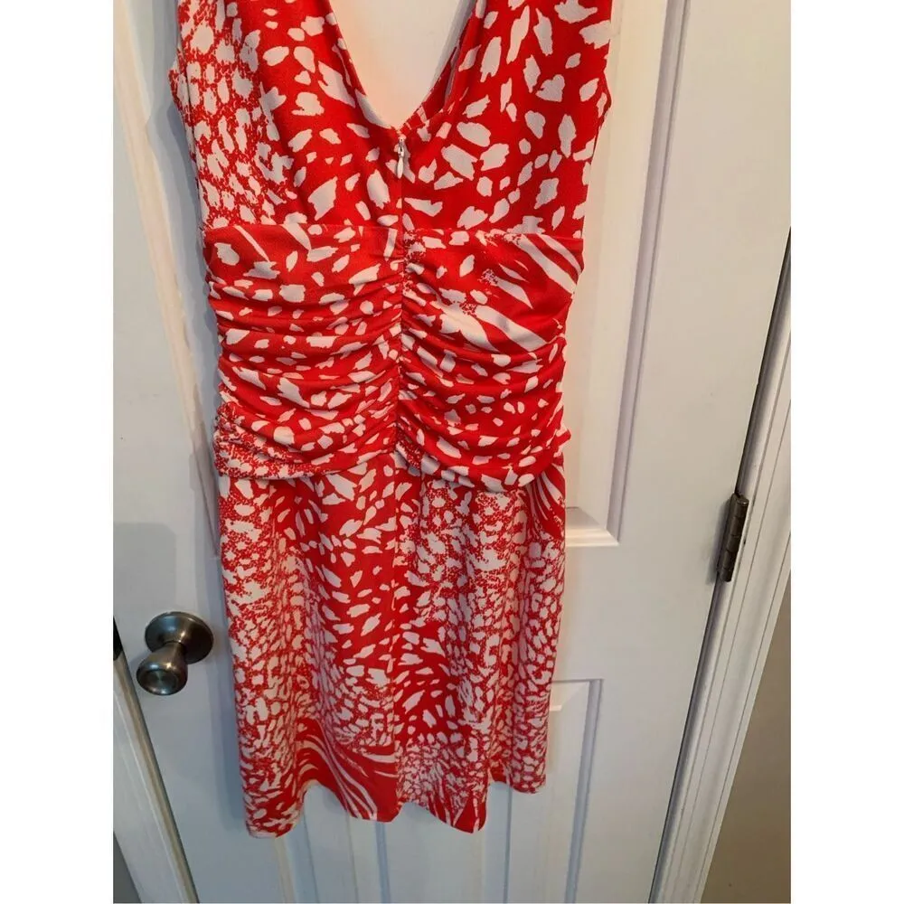Ann Taylor body con summer/work dress size 2 orange and white short - Image 7