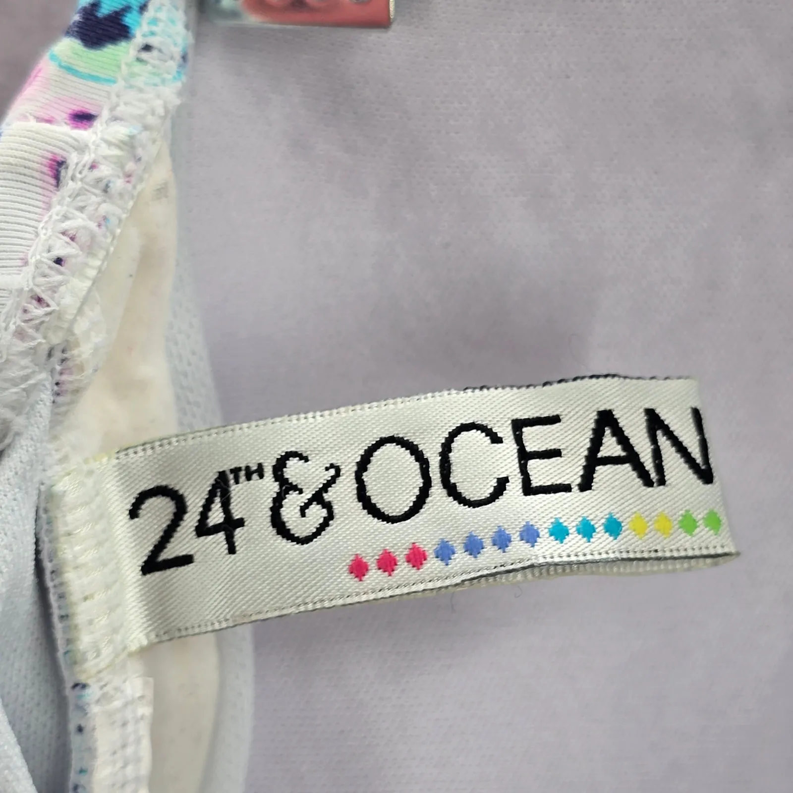 24th & Ocean Blue Floral‎ Tube Padded Swimwear Tankini Tank Top Medium M - Image 5