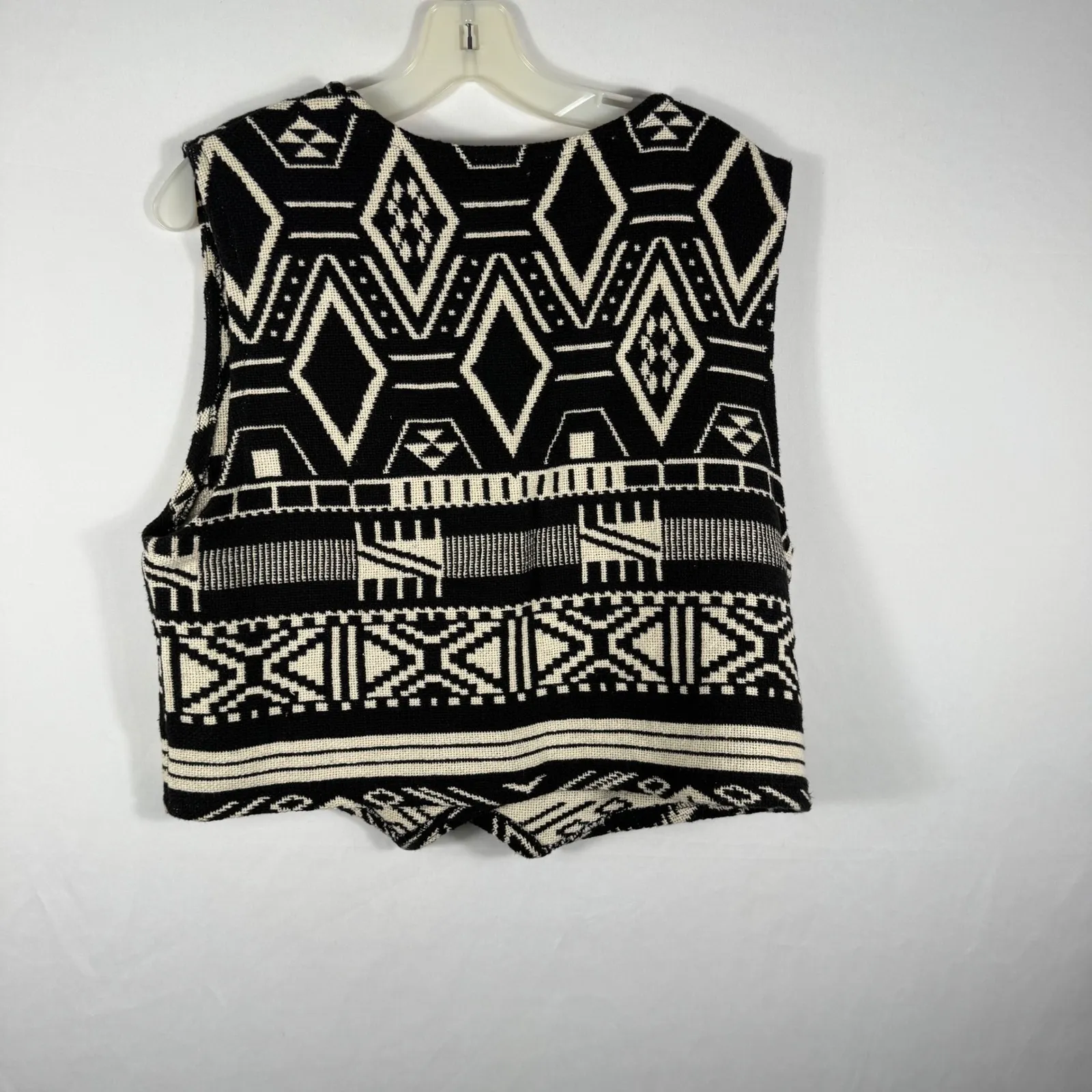 Cracker Barrel Vest One Size Cotton Southwestern Geometric Sleeveless Top Black - Image 4