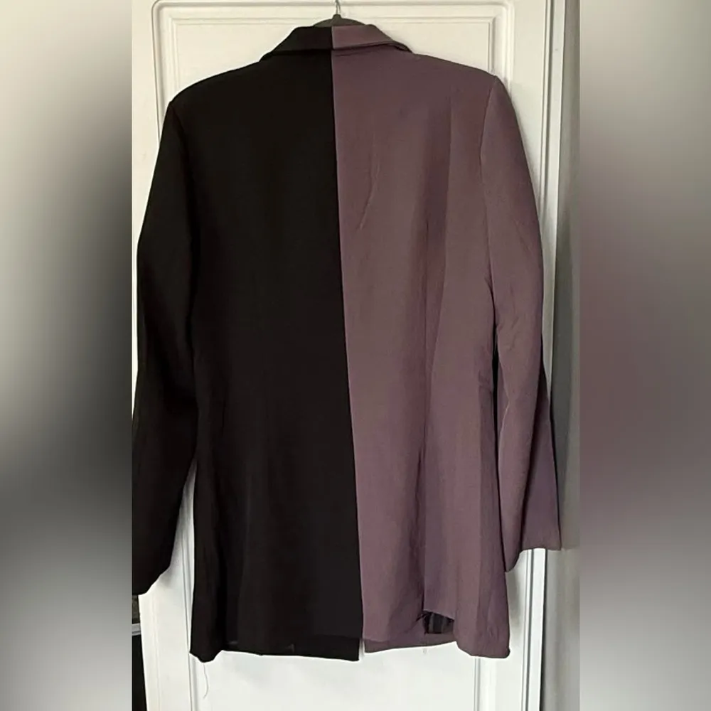 WOMEN'S BiBi LONG SLEEVE BUTTON CLOSURE FRONT POCKETS COLORBLOCK BLAZER Purple Size L - Image 2