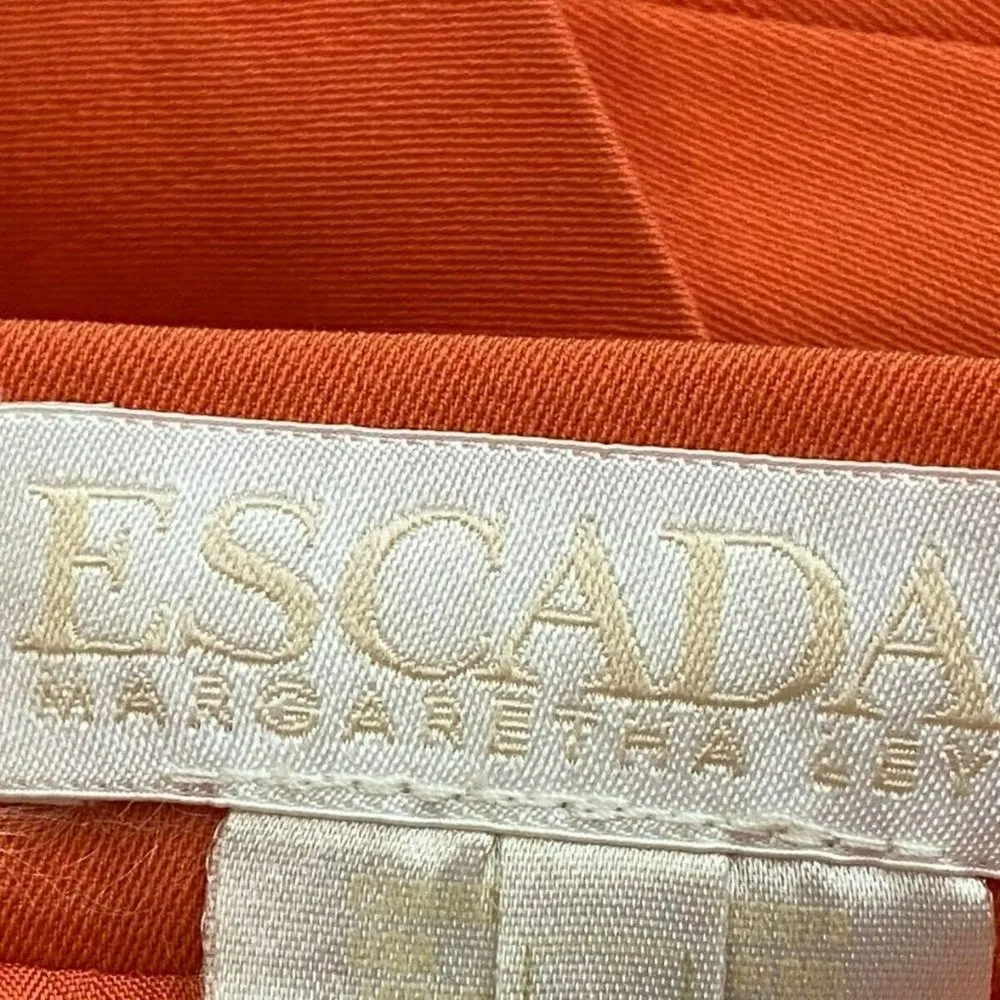 Escada Margaretha Ley Skirt 36 6 Virgin Wool Layered Tier Pencil Vintage Orange - Image 3