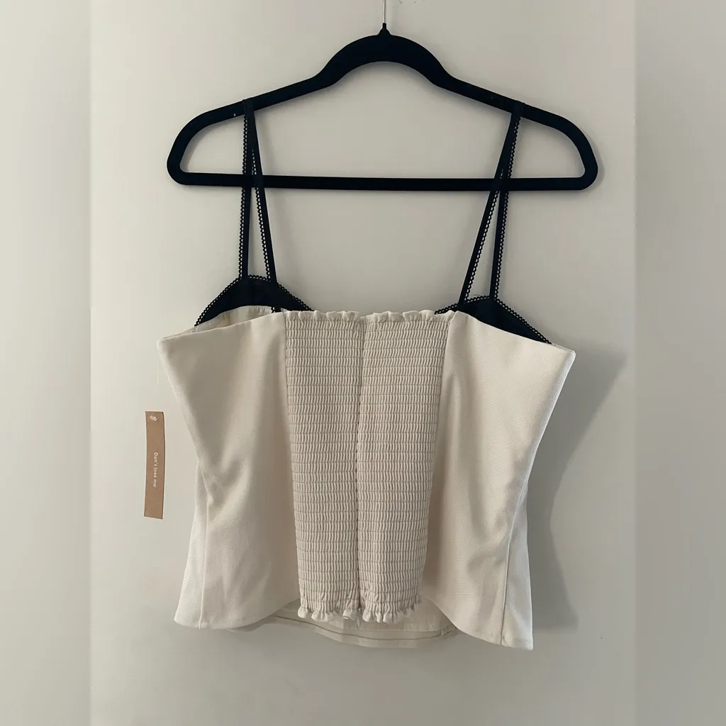 NWT CAARA Cairo Top size 12 Few Moda Reformation Melanie ivory black silk - Image 8