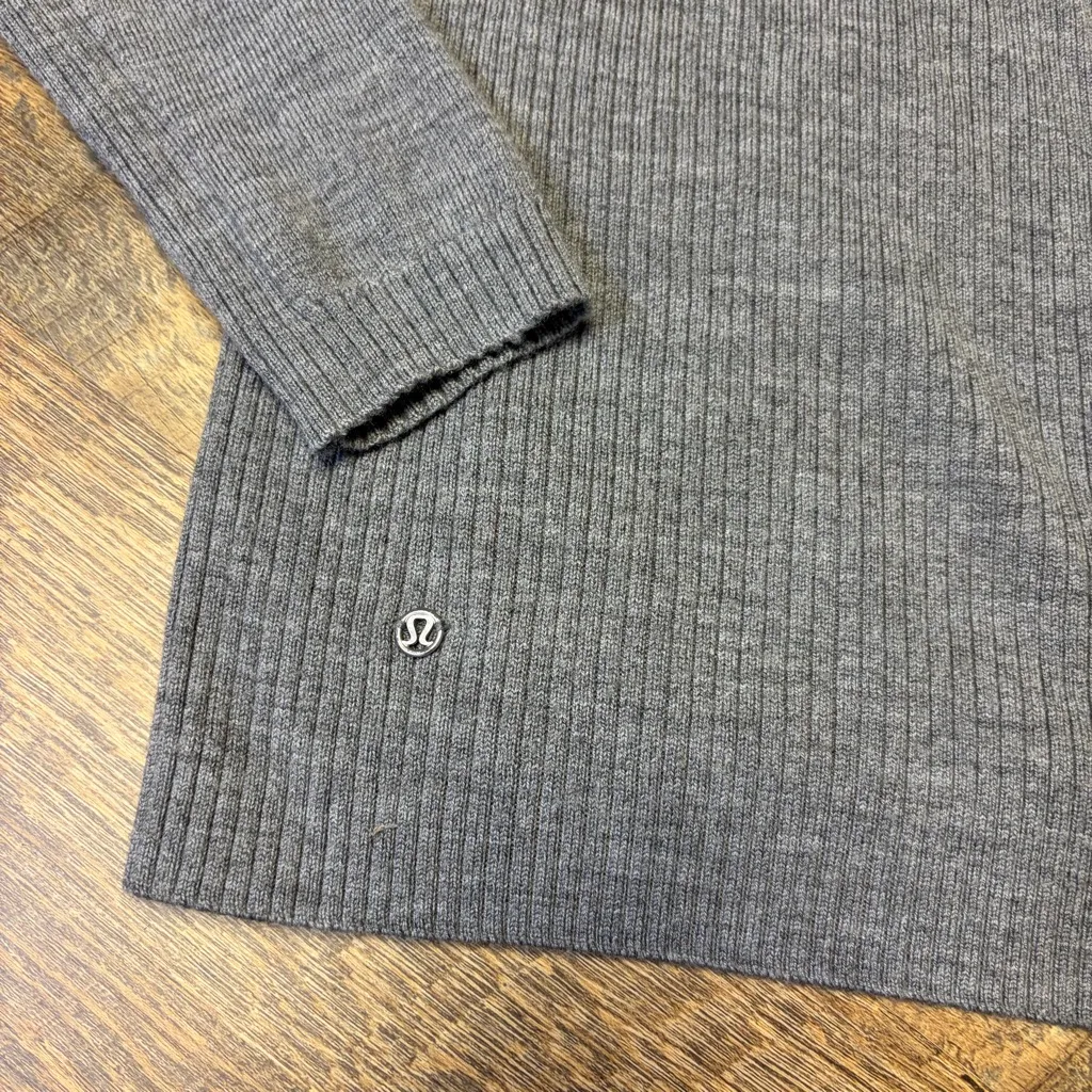 Lululemon Sweat & Savasana Sweater Heathered Medium Grey Merino Wool Women 10/12 - Image 10