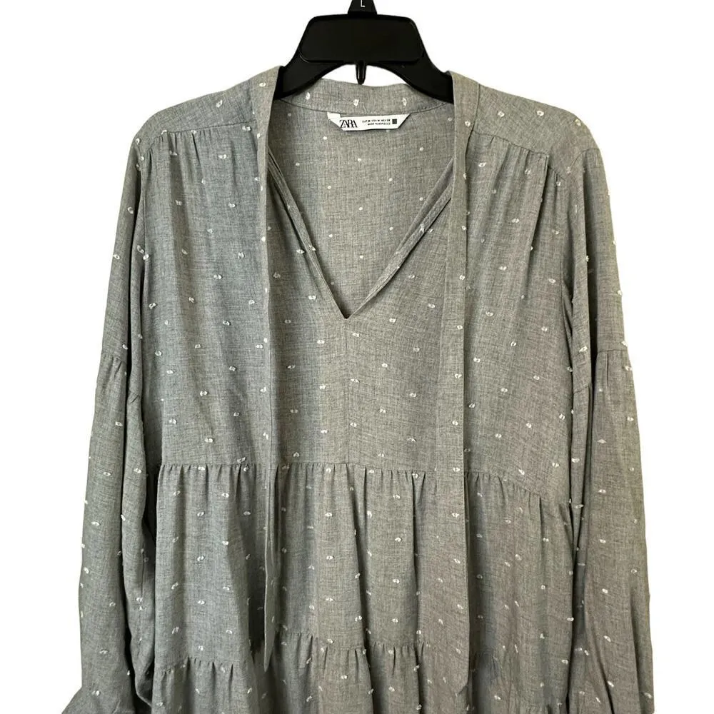 Zara Gray Dot Dress Size Medium Limited Edition - Image 4