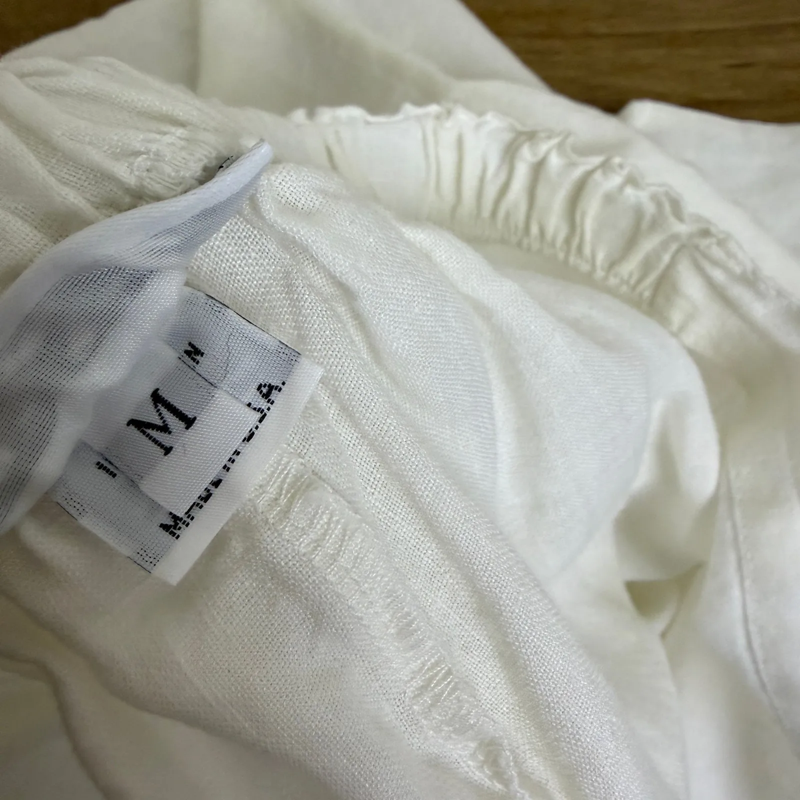 Bryn Walker Pants Womens Medium White Linen Pull ON Elastic Wide Crop USA 24" - Image 8