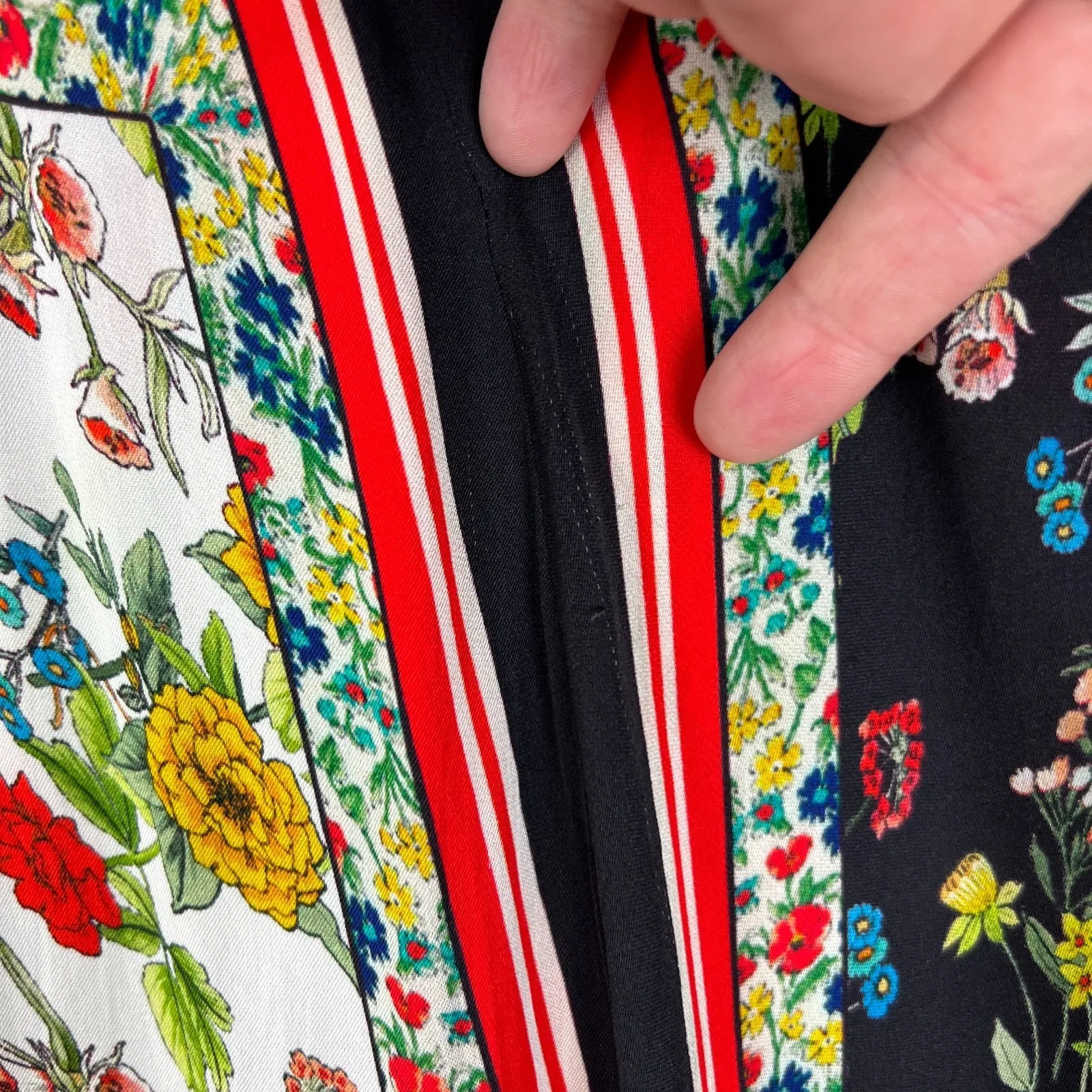 Y2K Alice + Olivia Midi Skirt 2 Multicolor Floral Tiered Handkerchief Hem Maura - Image 5