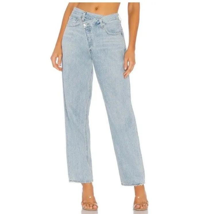 AGOLDE Criss Cross Crossover Suburbia High Rise Denim Straight Leg Jeans Size 30 - Image 3