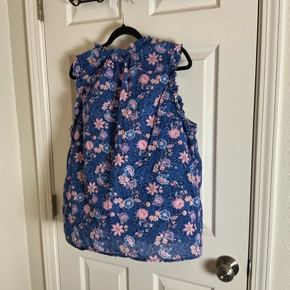 C&C Floral Blue and Pink Women's Top Size X-Large - Image 6