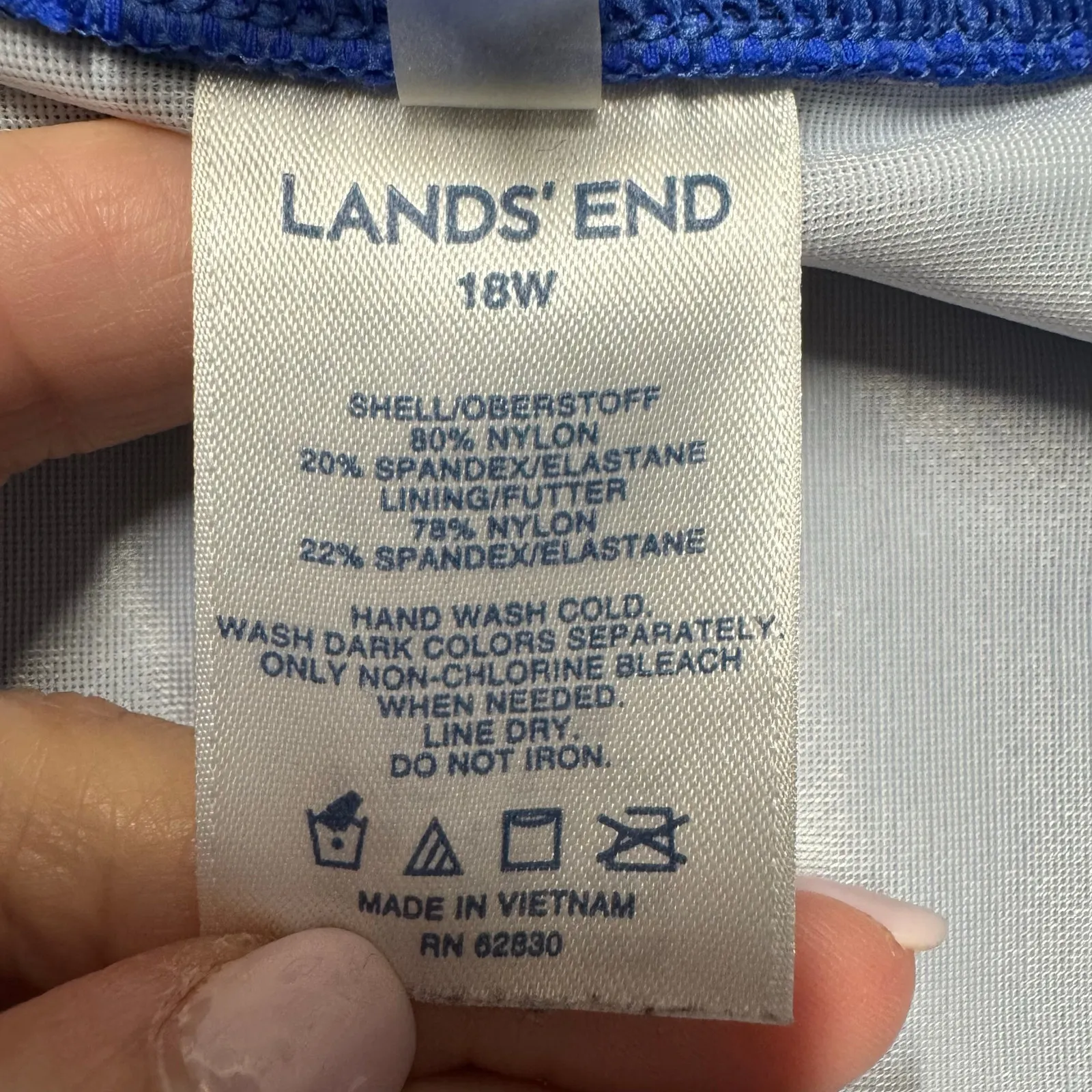 Lands End Womens Royal Blue Swim Skirt Attached Brief Suit Bottom Plus Size 18W - Image 7