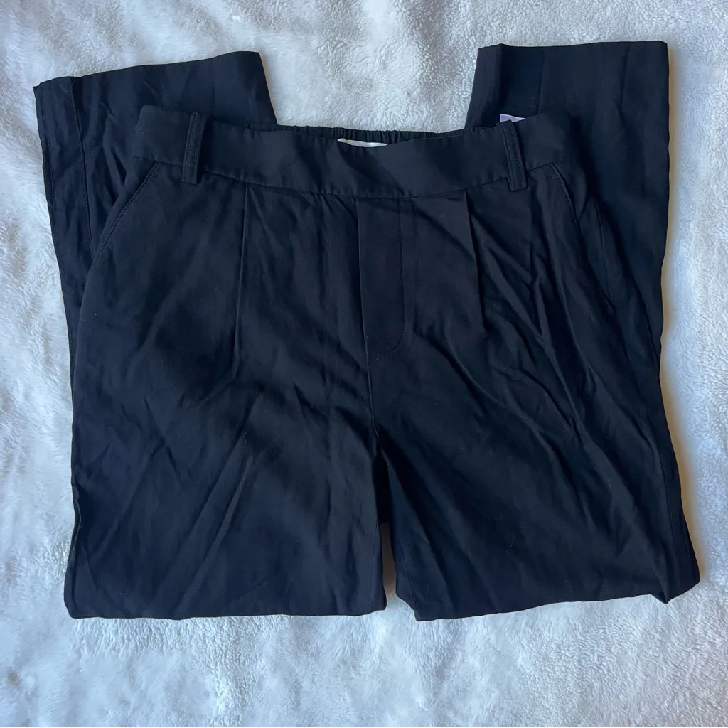 Vince Pull On Elastic Waist Faux Closure High Waist Semi-Satin Black Pants - Image 4