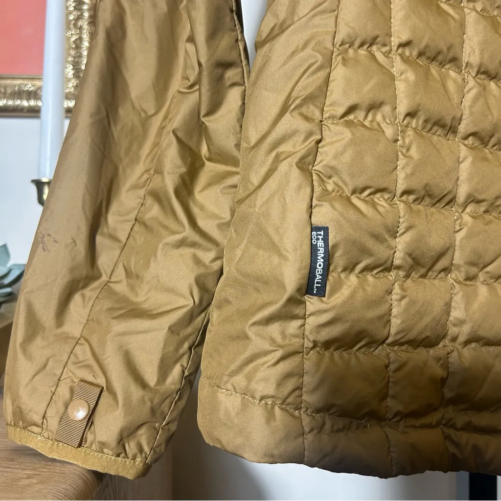 The North Face Thermoball Eco Puffer Jacket Quilted Winter Coat Brown Tan Size S - Image 7