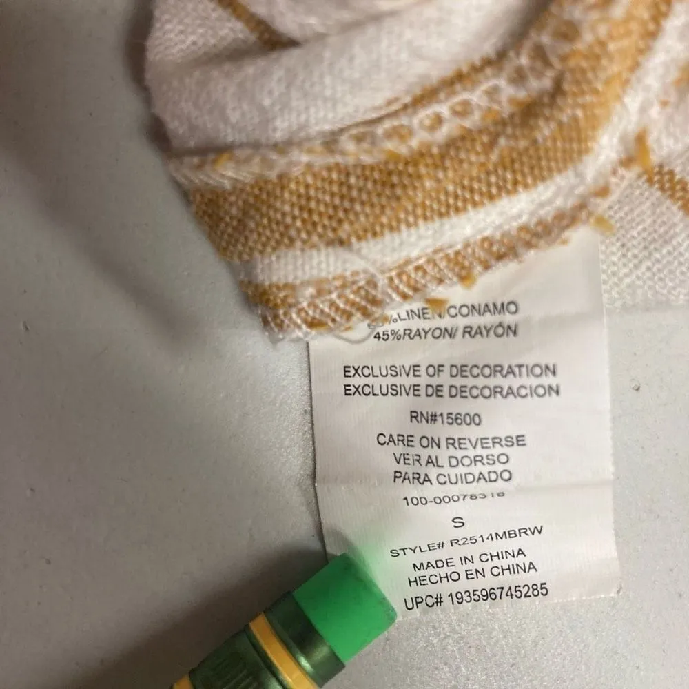 REWIND Women’s Linen Blend‎ Tan & White Striped Pants Size Small - Image 3