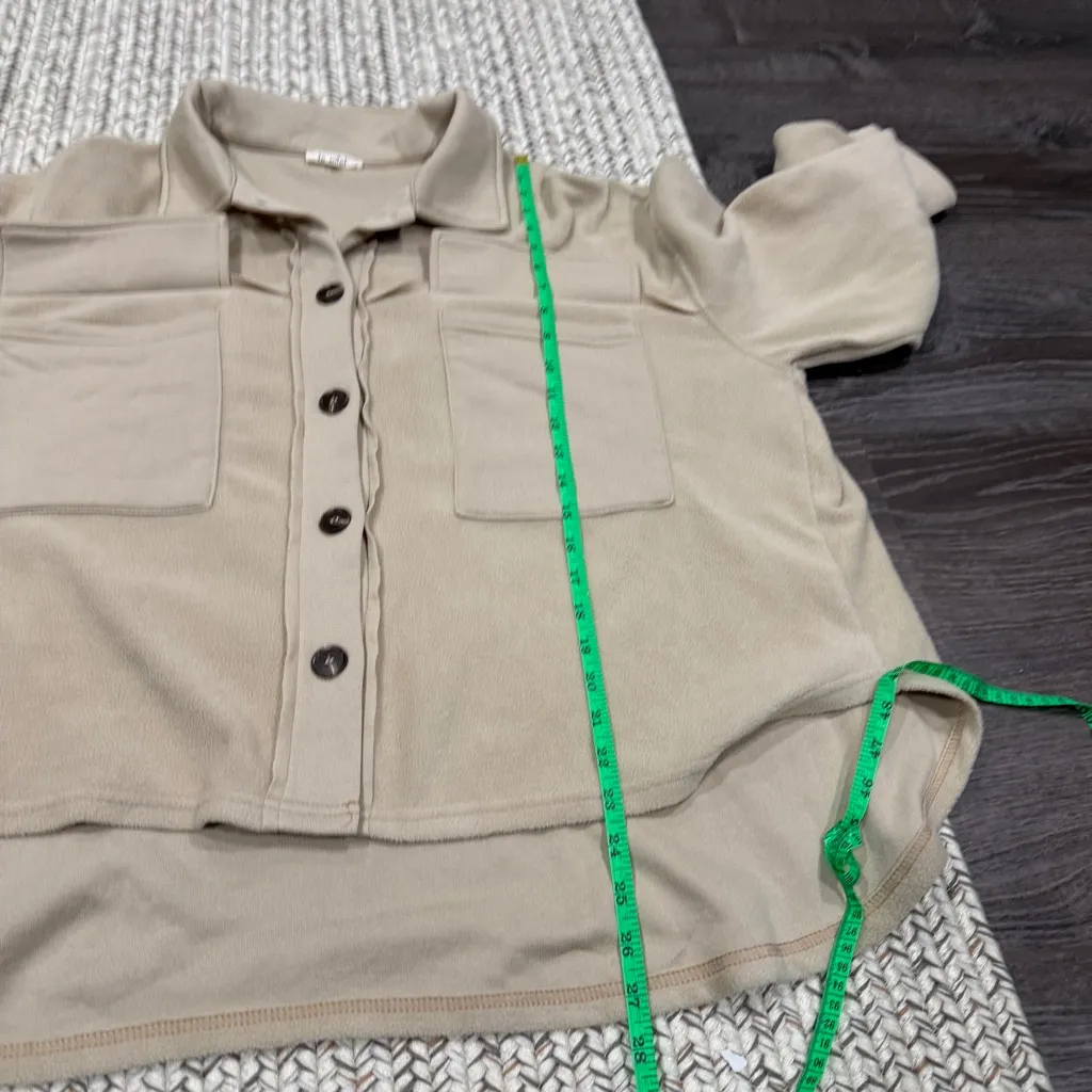 la miel Tan Oversized Fleece Shacket Size M - Image 10