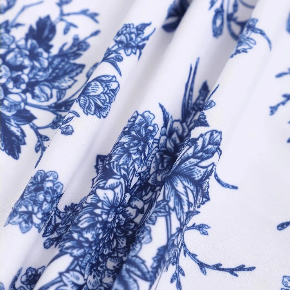 Berlook Floral High Waist Bikini Bottom ONLY 27 Blue Size M - Image 7