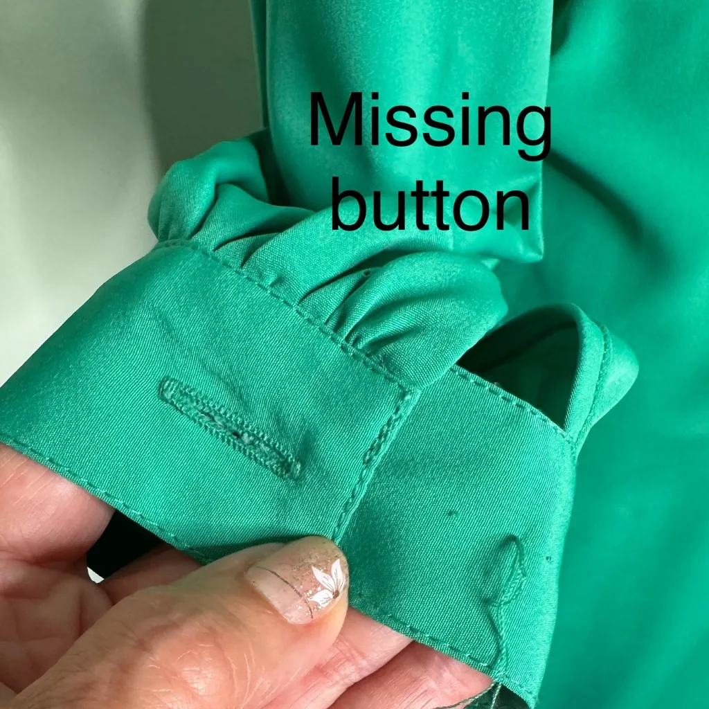 80’s Emerald Green Secretary 8 Dress Hana Sung Long Sleeved Belted Shirtdress - Image 7