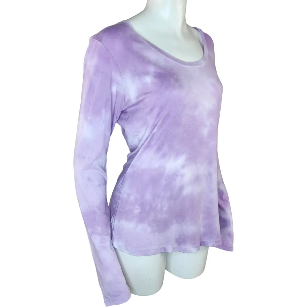 Sundry Lilac Purple White Tye-Dye Long Sleeve Round Neckline Shirt Size 2 NWT - Image 10
