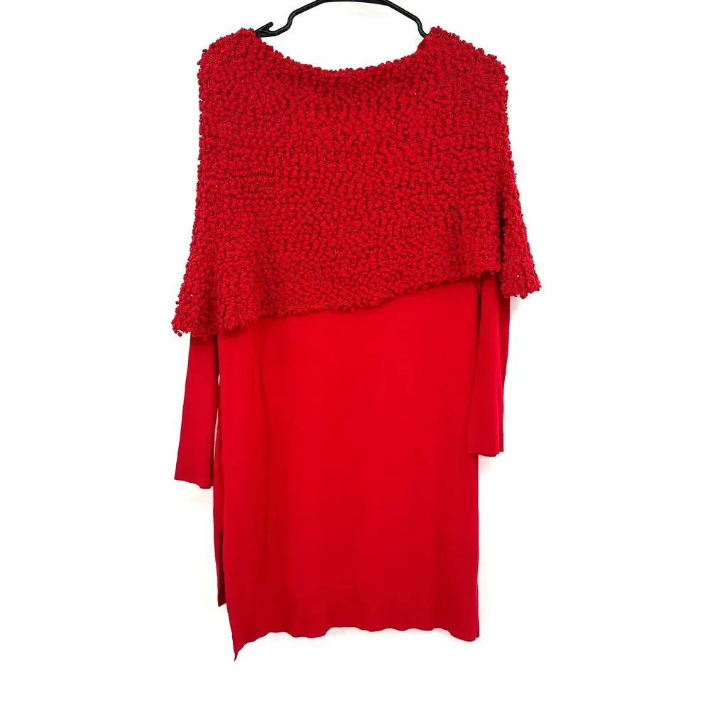 Simply Noelle Sz S/M 8-10 Sweater Red Chunky Knit Cowl Neck Off The Shoulder NWT - Image 3