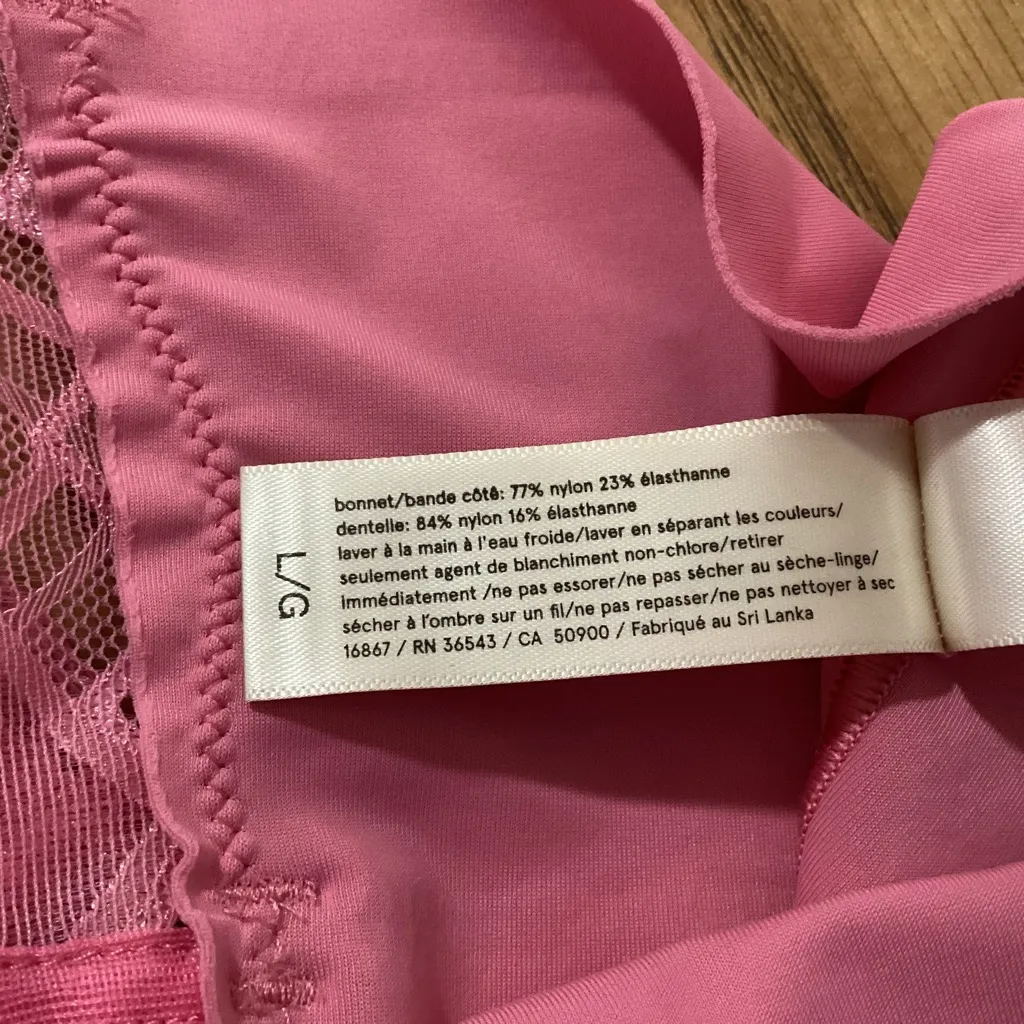 True And Co. Triangle Lace Racerback Bralette Size Large Pink - Image 5