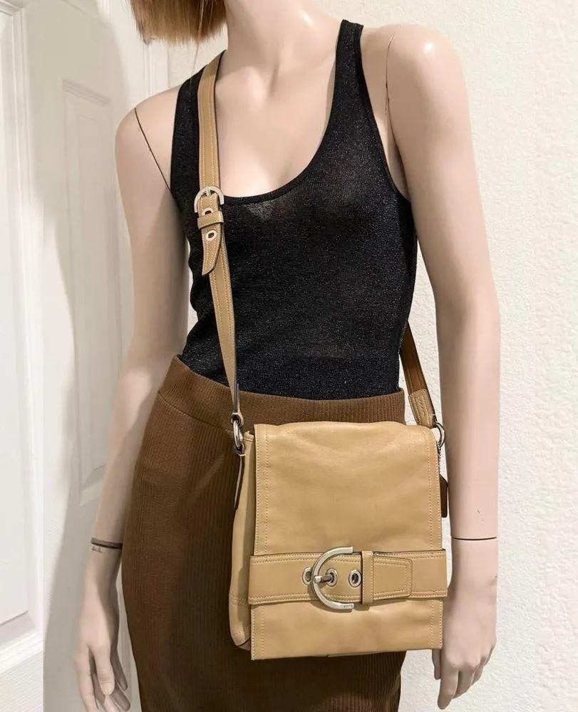 Vintage COACH 8A07 Soho Flap Butter Beige Soft Leather Messenger Shoulder Bag - Image 7