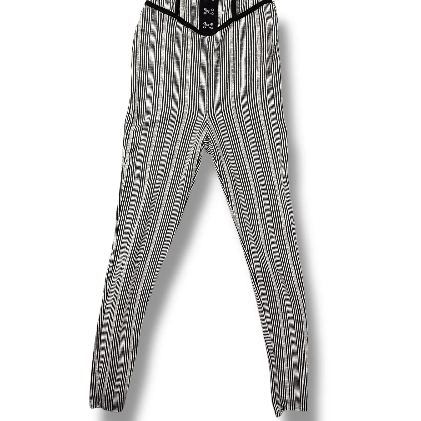 Monaco Black White Striped Bustier Bodice Jumpsuit Size Small - Image 3