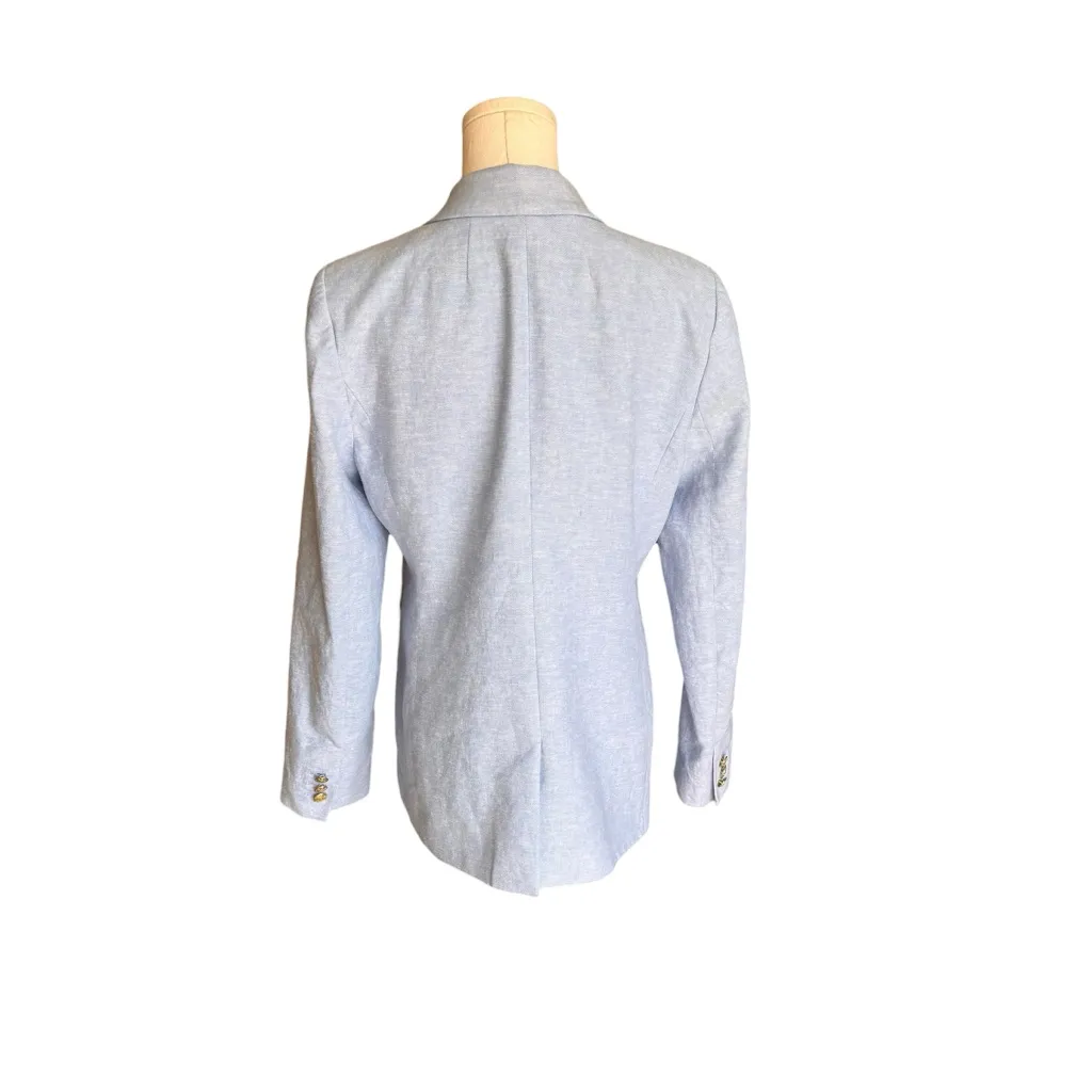 J.Crew - Linen-Blend One-Button Blazer Light Blue Sz 10 - Image 4