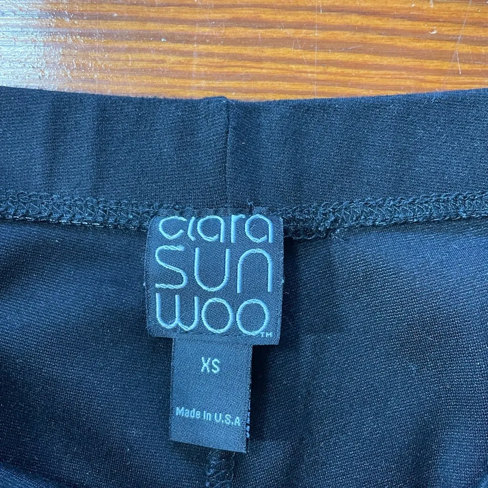 Clara Sun Woo Stretch Ponte Knit Kick Front Slit Black Pull on Pants - Image 9