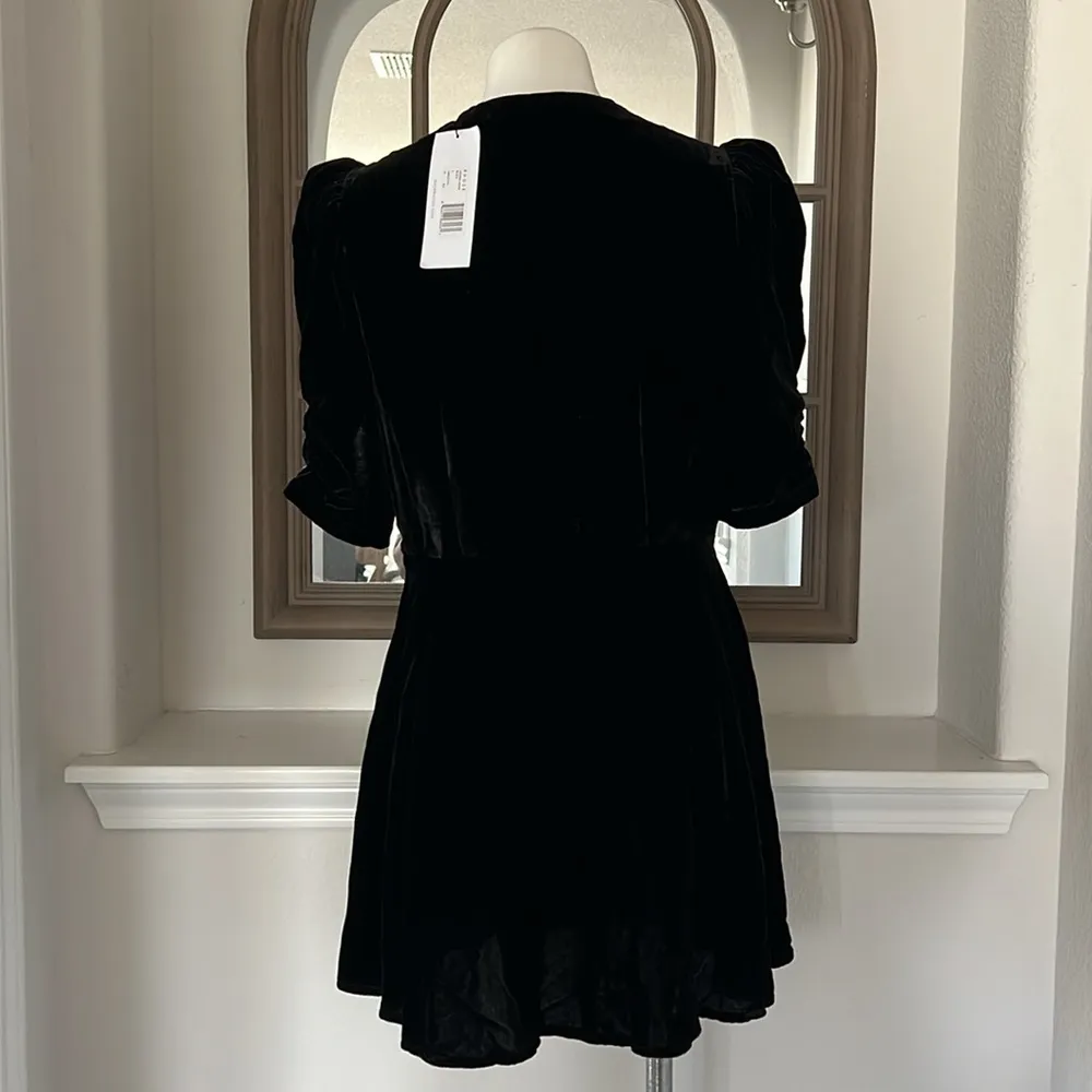 RHODE Leanna Twisted Puff Sleeve Mini Dress, Black Size L New w/Tag Retail $495 Size L - Image 4