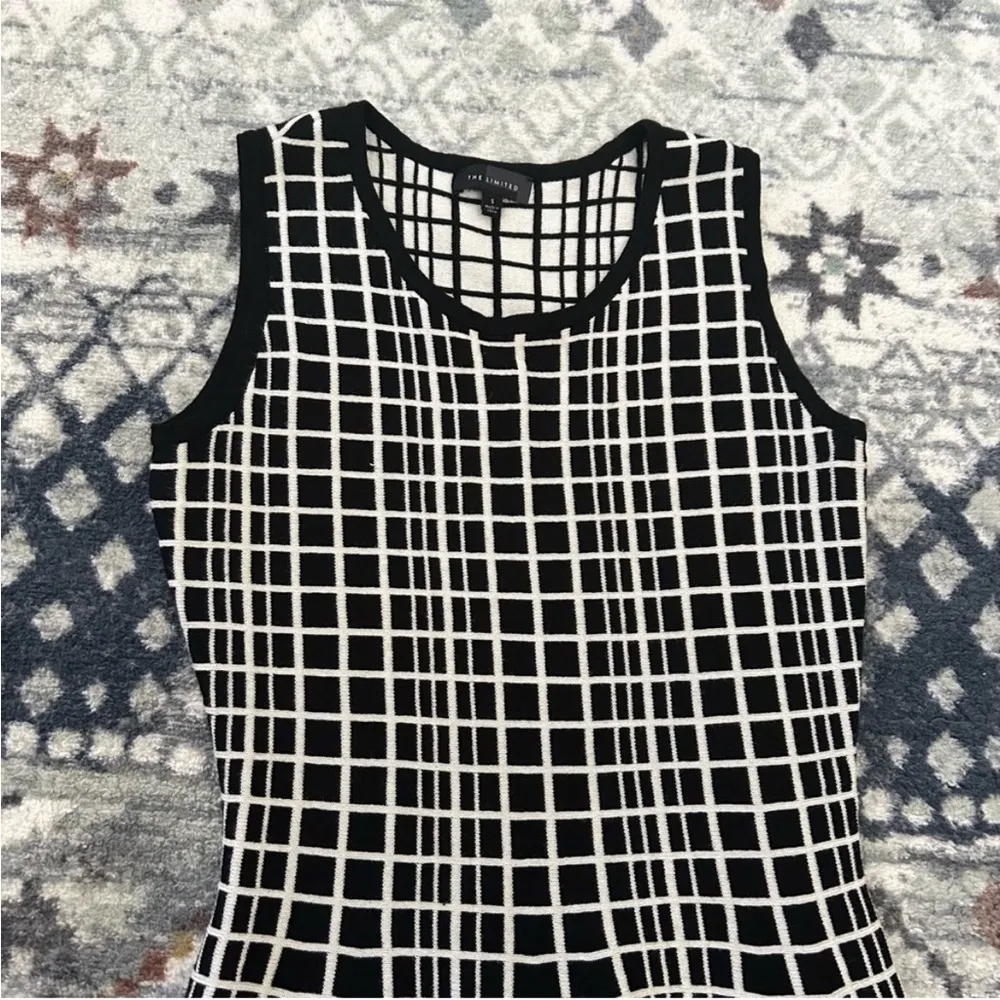 The Limited Checkered Windowpane Sweater Dress Drop Waist Stretch Knit Office - Image 7