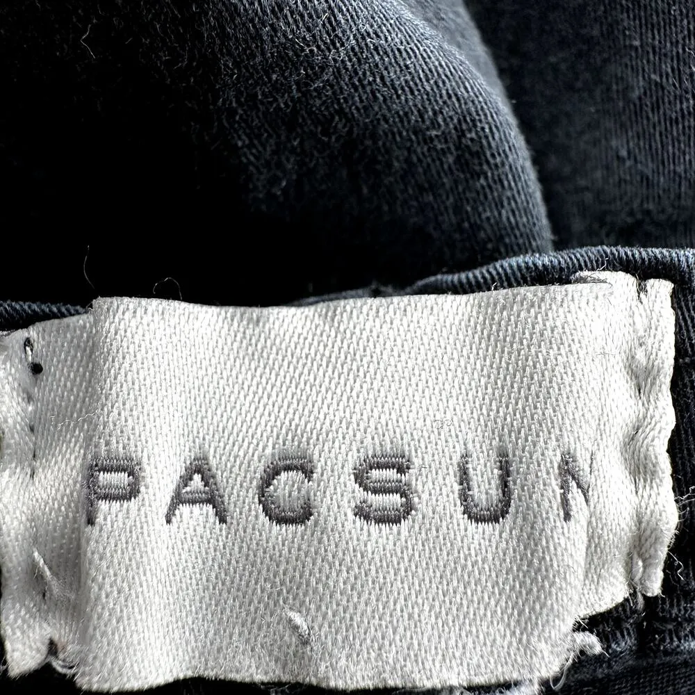 PacSun Parachute Pants Low Rise Baggy Loose Relaxed Cord Waistband Black Small - Image 3