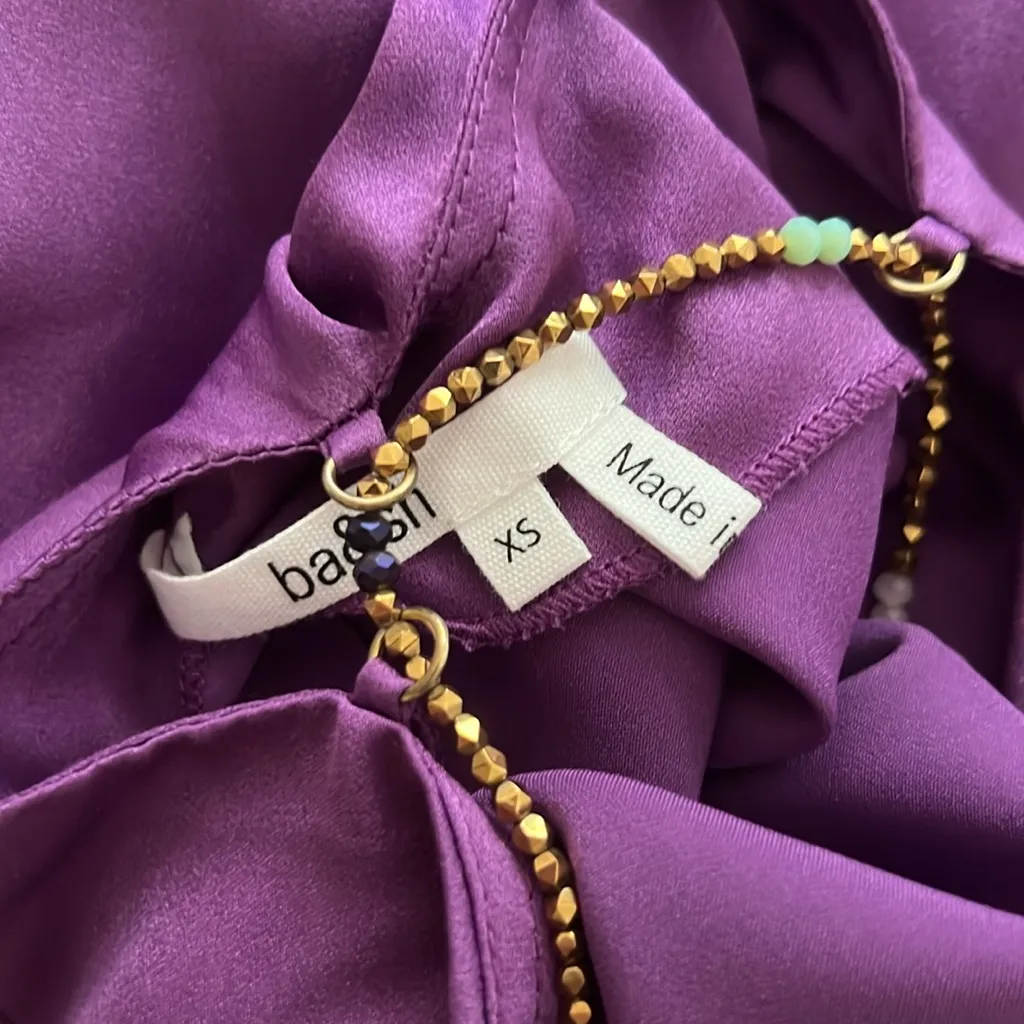 Ba&sh Carline Purple Satin Slip Dress Beaded Back - Image 7