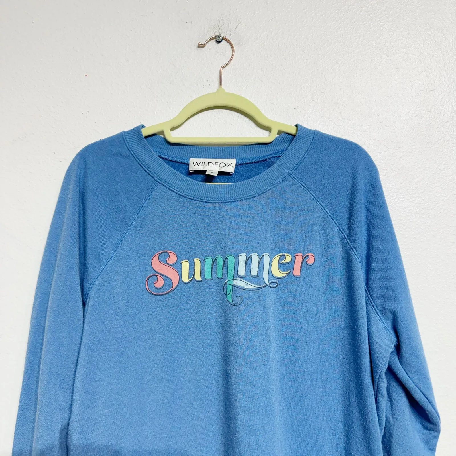 Wildfox Blue Summer Sweatshirt Sz S - Image 3